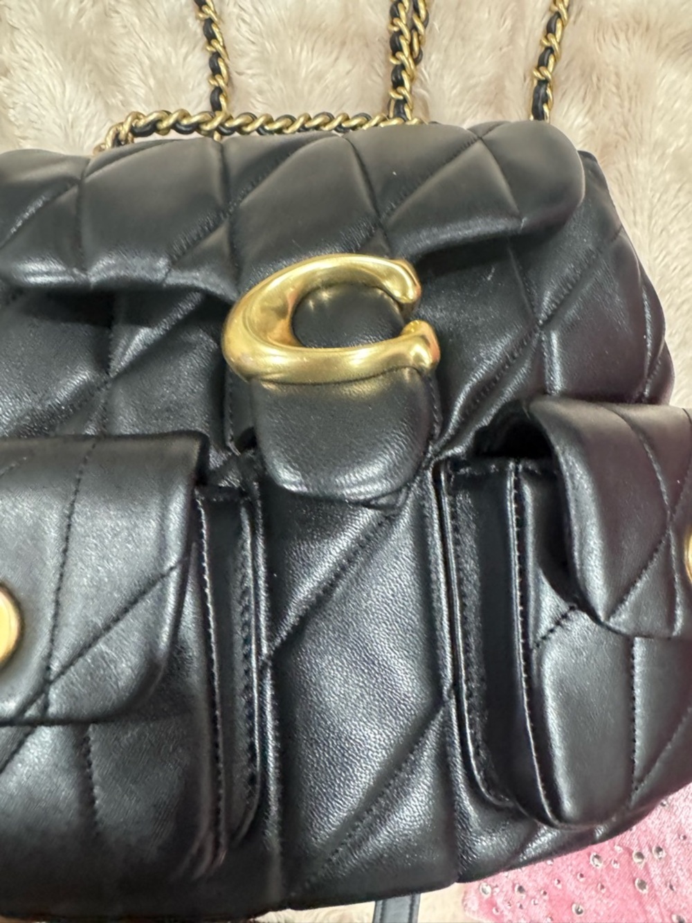 Coach Black Quilted Shoulder Bag with Gold Hardware